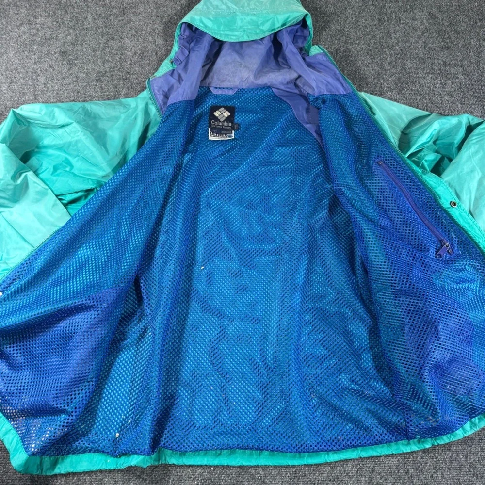 Vintage Columbia Sportswear Mens‎ Teal Green Hooded Windbreaker Jacket Large L